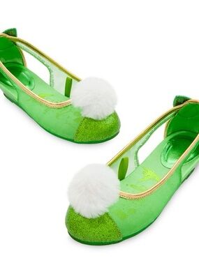 Disney Green Glitter Tinker Bell Pom-Pom Dress Shoes